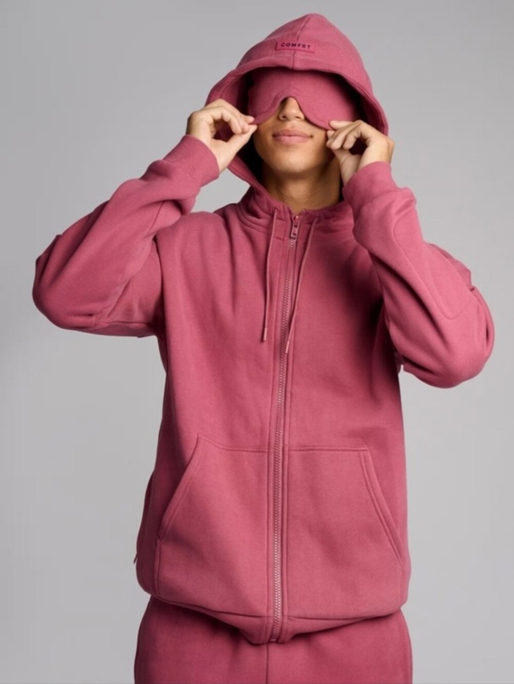 Comfrt DND Airplane Mode Zip Hoodie in Berry - Size Large
